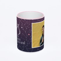 Кружка с розовой ручкой и ободком