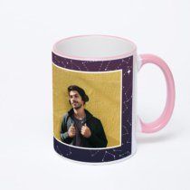 Кружка с розовой ручкой и ободком