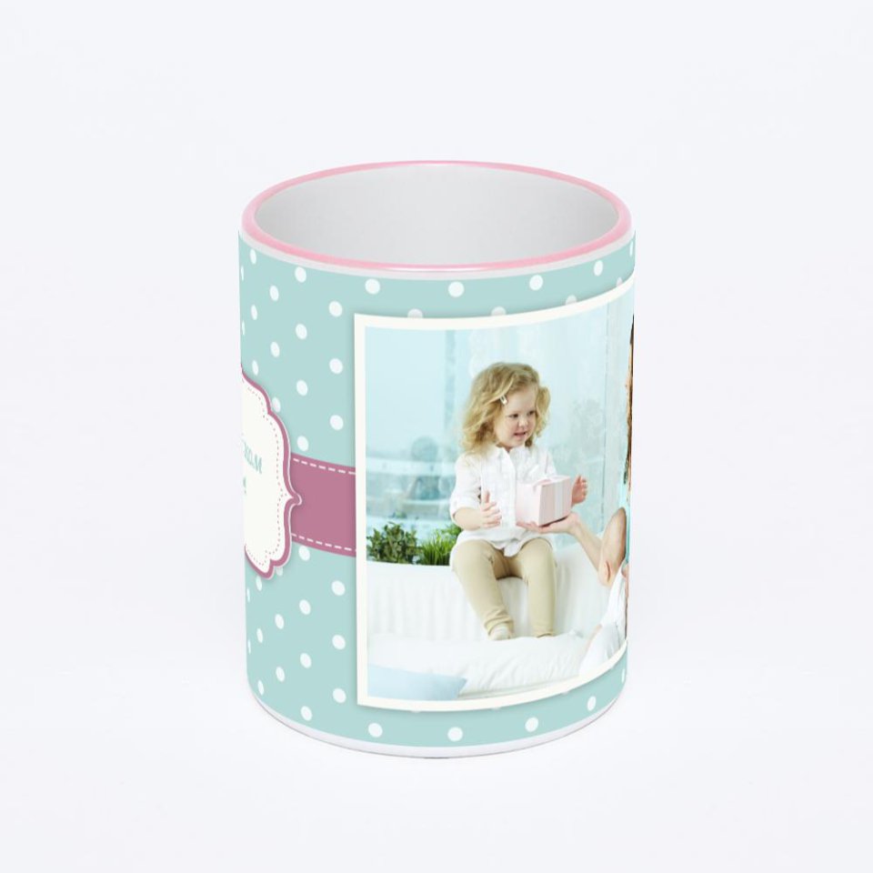 Кружка с розовой ручкой и ободком