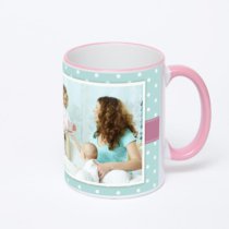 Кружка с розовой ручкой и ободком