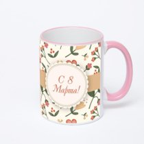 Кружка с розовой ручкой и ободком