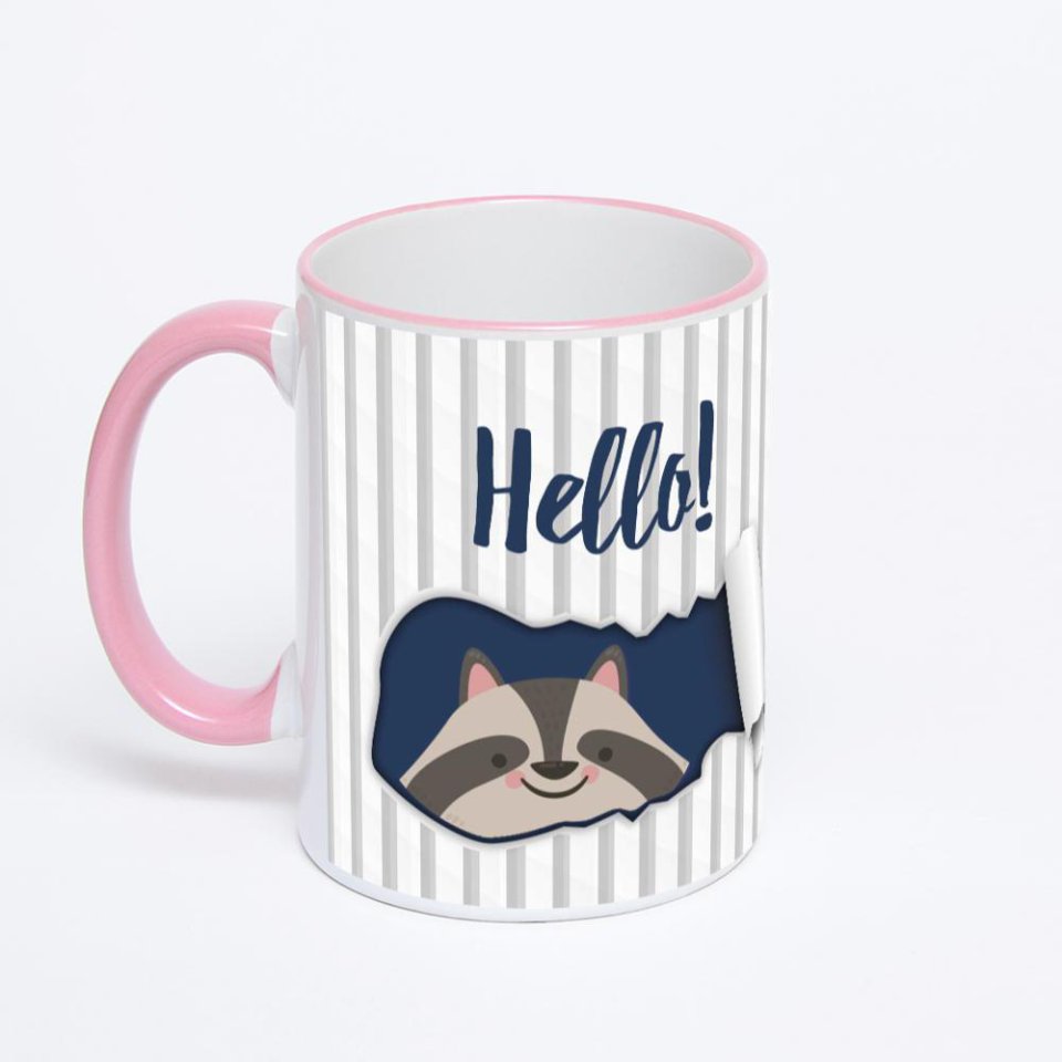 Кружка с розовой ручкой и ободком