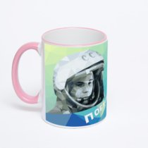 Кружка с розовой ручкой и ободком