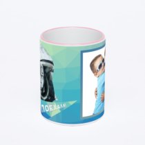 Кружка с розовой ручкой и ободком