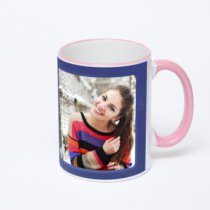 Кружка с розовой ручкой и ободком