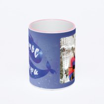 Кружка с розовой ручкой и ободком