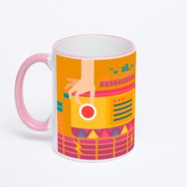 Кружка с розовой ручкой и ободком