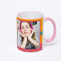 Кружка с розовой ручкой и ободком