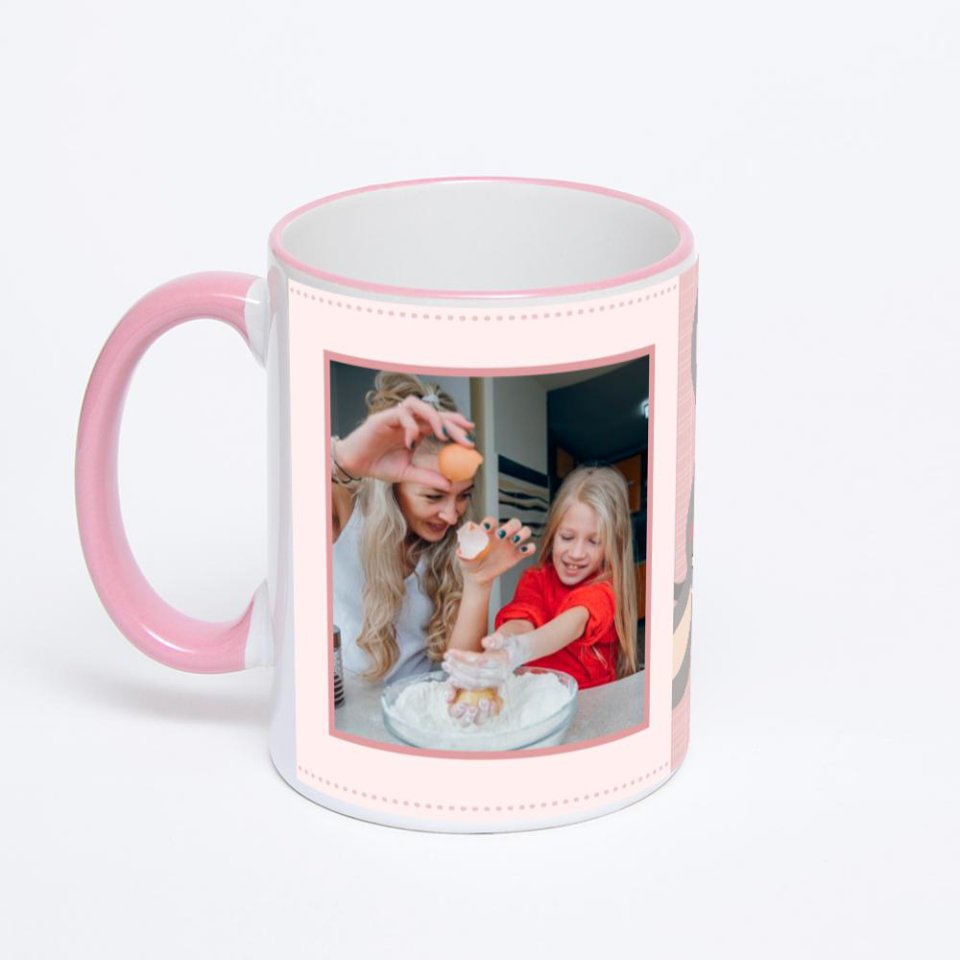 Кружка с розовой ручкой и ободком