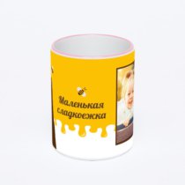 Кружка с розовой ручкой и ободком