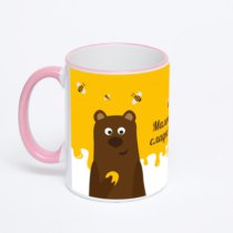 Кружка с розовой ручкой и ободком