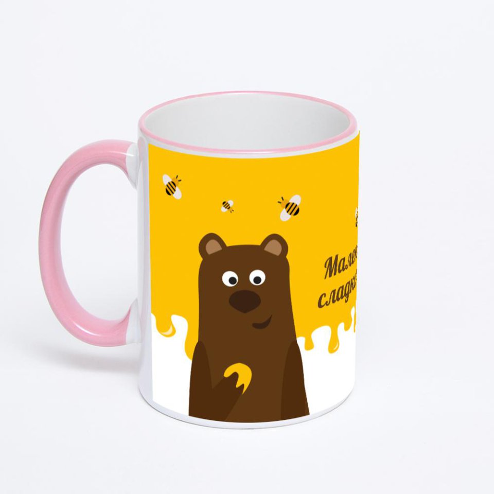 Кружка с розовой ручкой и ободком