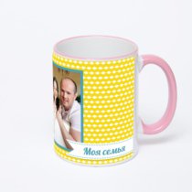 Кружка с розовой ручкой и ободком