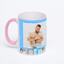 Кружка с розовой ручкой и ободком