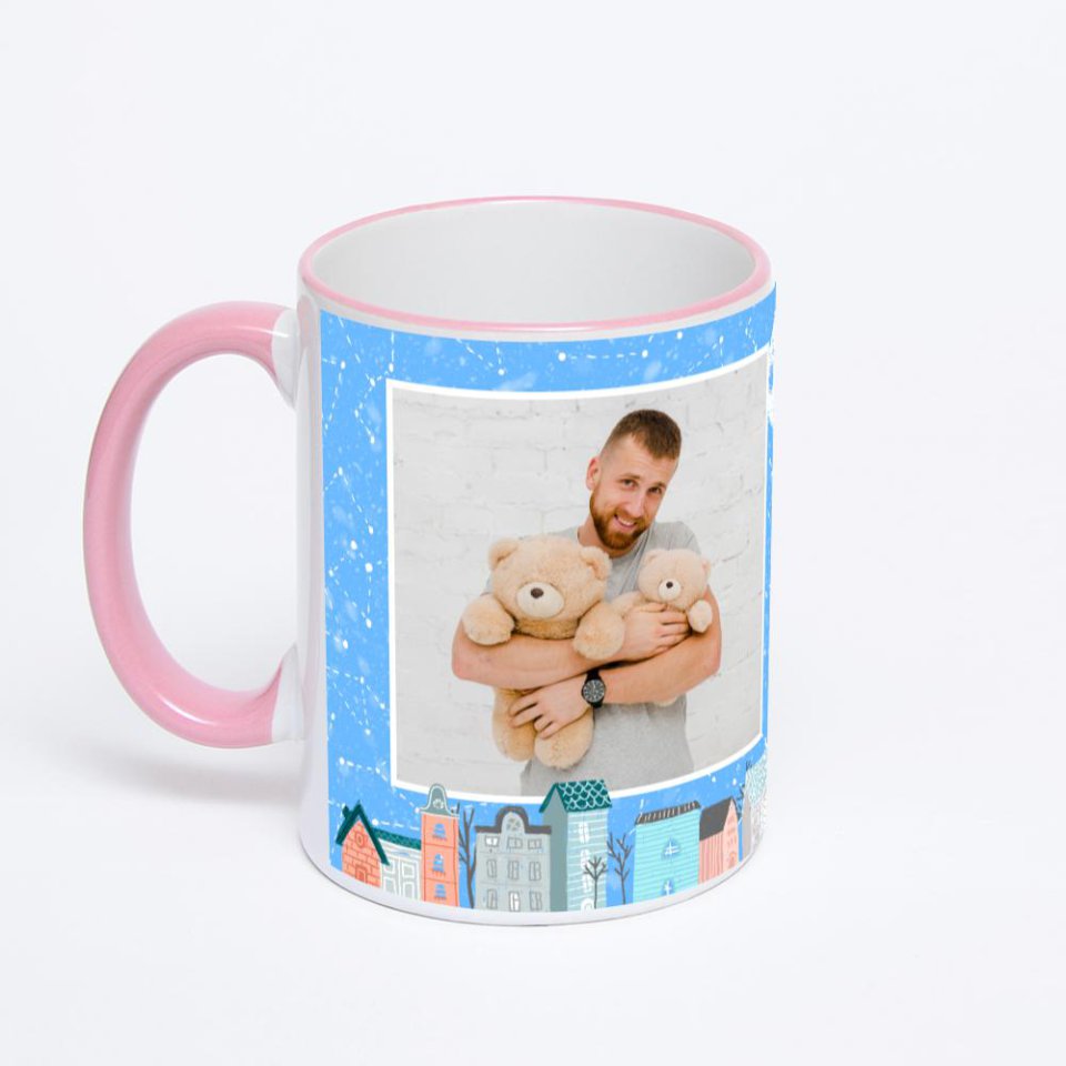 Кружка с розовой ручкой и ободком