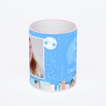 Кружка с розовой ручкой и ободком