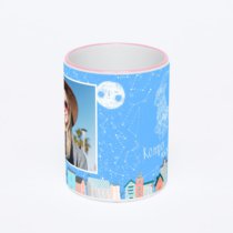 Кружка с розовой ручкой и ободком