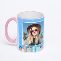 Кружка с розовой ручкой и ободком