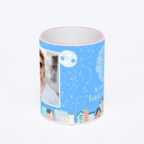 Кружка с розовой ручкой и ободком