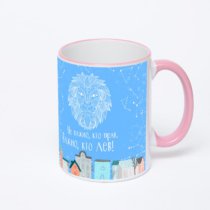 Кружка с розовой ручкой и ободком