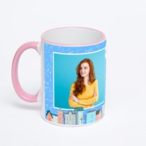 Кружка с розовой ручкой и ободком