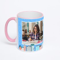 Кружка с розовой ручкой и ободком