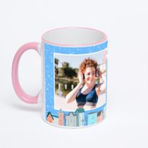 Кружка с розовой ручкой и ободком