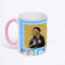 Кружка с розовой ручкой и ободком