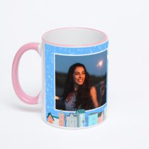 Кружка с розовой ручкой и ободком