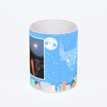 Кружка с розовой ручкой и ободком