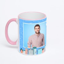 Кружка с розовой ручкой и ободком