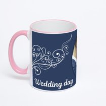 Кружка с розовой ручкой и ободком