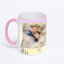 Кружка с розовой ручкой и ободком