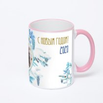 Кружка с розовой ручкой и ободком