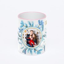 Кружка с розовой ручкой и ободком