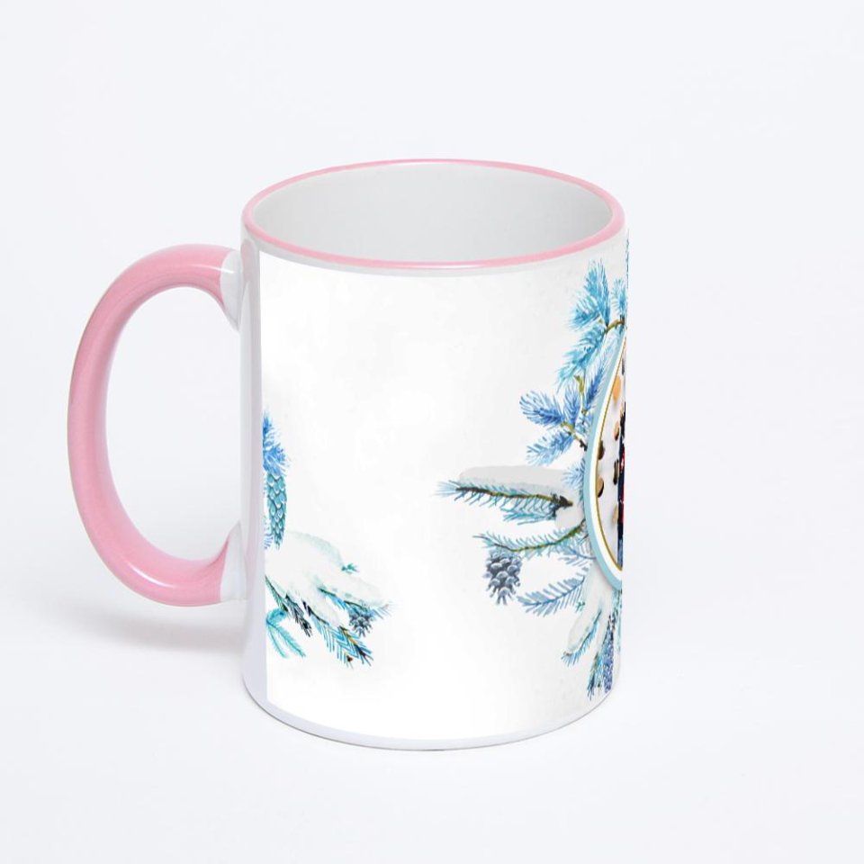 Кружка с розовой ручкой и ободком