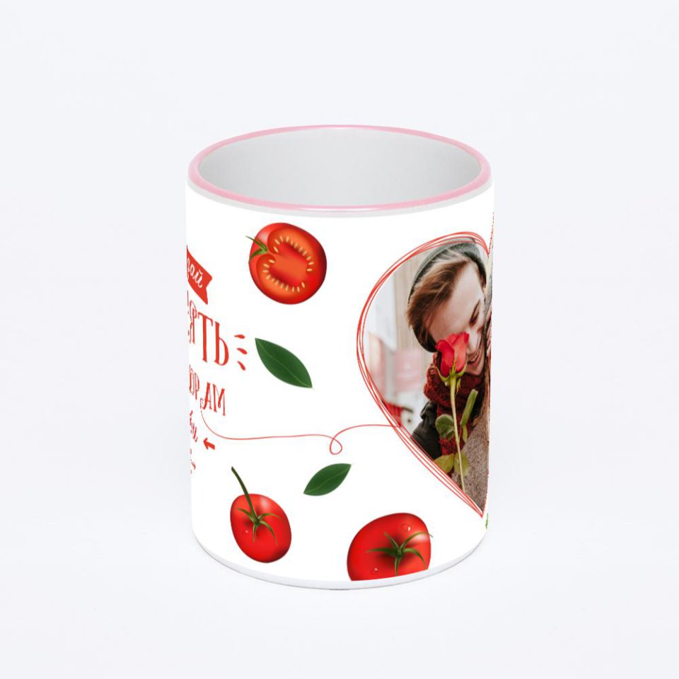 Кружка с розовой ручкой и ободком