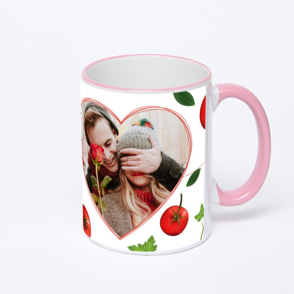 Кружка с розовой ручкой и ободком