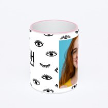 Кружка с розовой ручкой и ободком