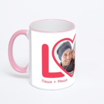 Кружка с розовой ручкой и ободком