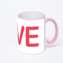 Кружка с розовой ручкой и ободком