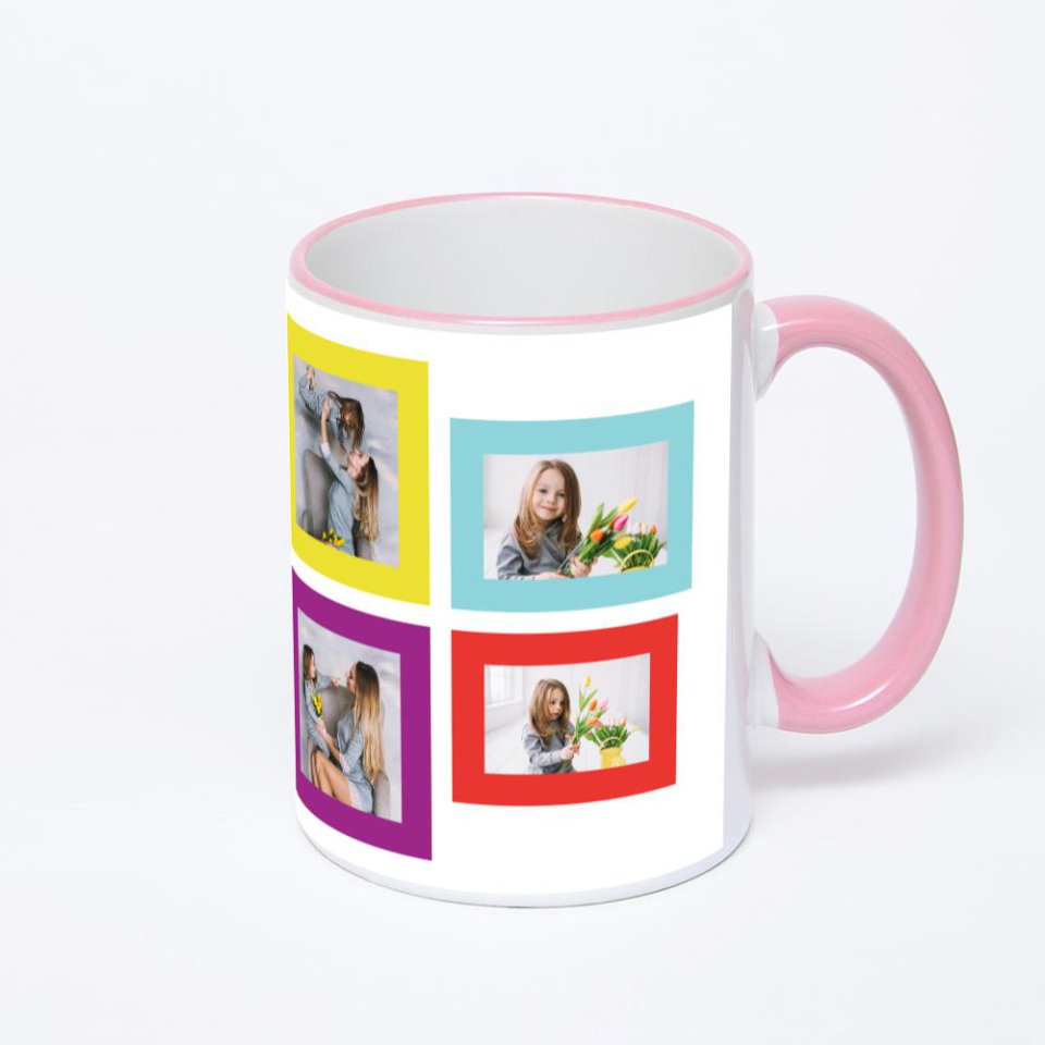 Кружка с розовой ручкой и ободком