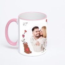 Кружка с розовой ручкой и ободком