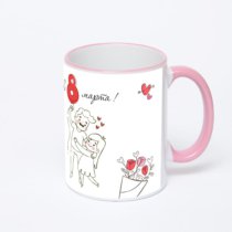 Кружка с розовой ручкой и ободком