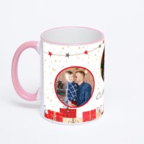 Кружка с розовой ручкой и ободком