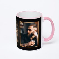 Кружка с розовой ручкой и ободком