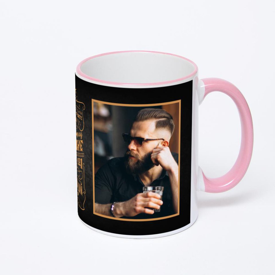 Кружка с розовой ручкой и ободком