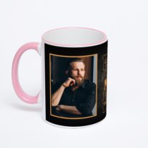 Кружка с розовой ручкой и ободком