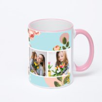 Кружка с розовой ручкой и ободком