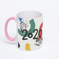 Кружка с розовой ручкой и ободком